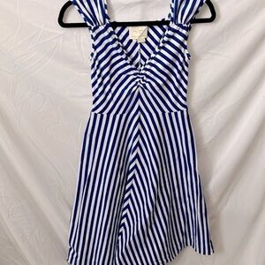 Kate Spade: Fit & Flare Blue/White Strip Cotton Blend dress- Midi- S